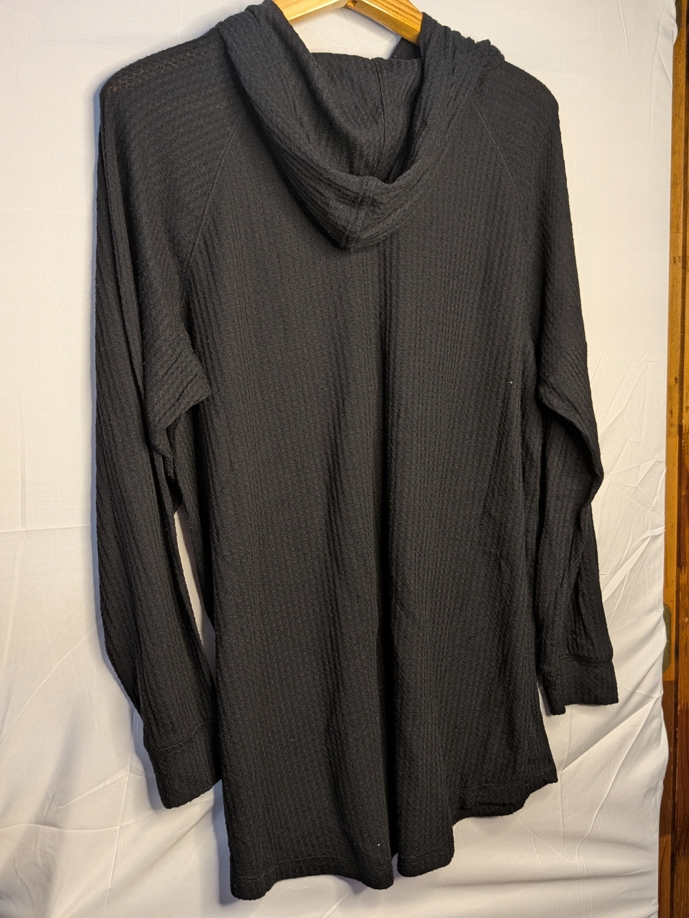 Torrid Black Waffle Knit Hooded Henley Tunic Top Size 3 3X - Picture 2 of 2